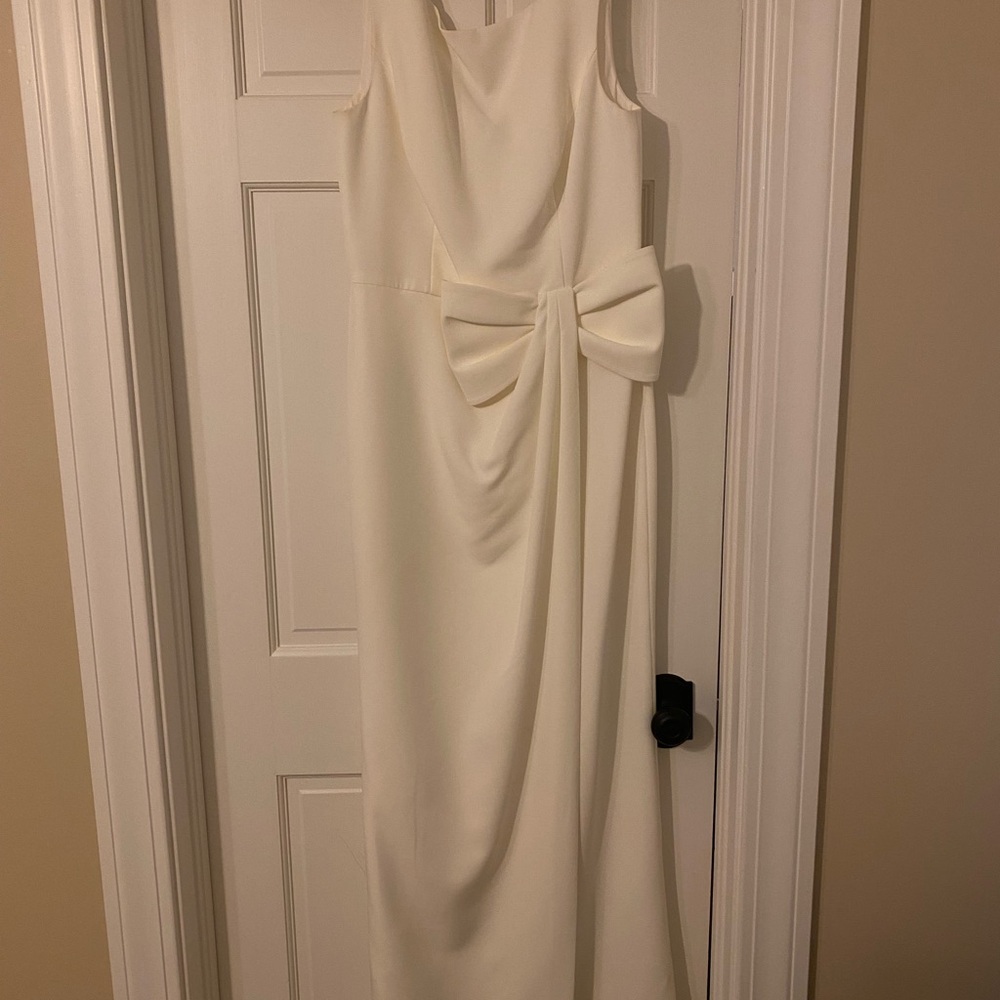 Eliza J Cream Bow Accent Wedding Dress